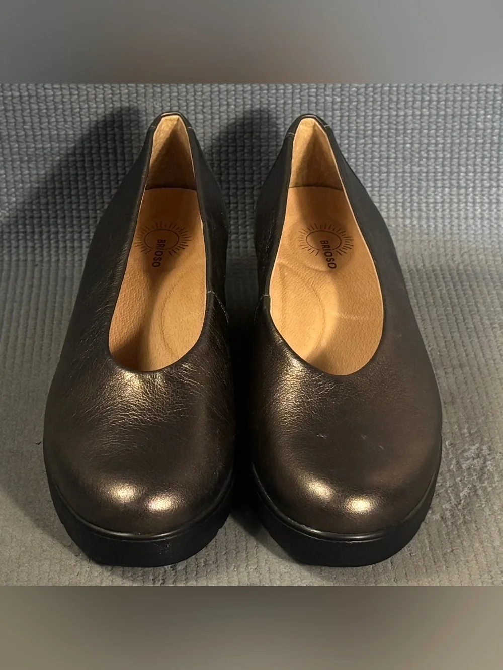 Brioso Waverly Leather Sweetheart Wedge Pumps Gunmetal Women’s Size‎ 6.5